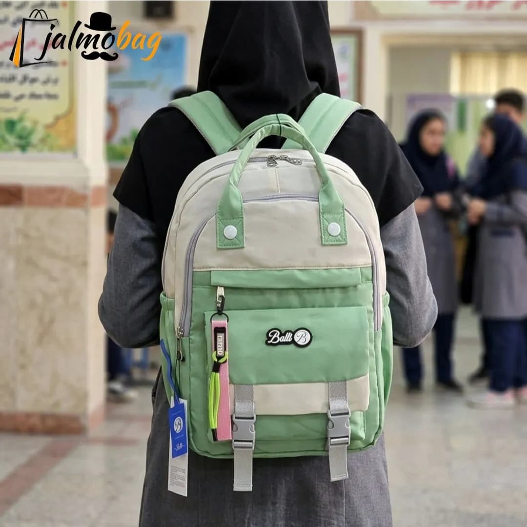 کوله پشتی مدرسه رنگی ضد آب مناسب دبستان و راهنمایی ارتفاع 40 سانتیمتر — تصویر ۶