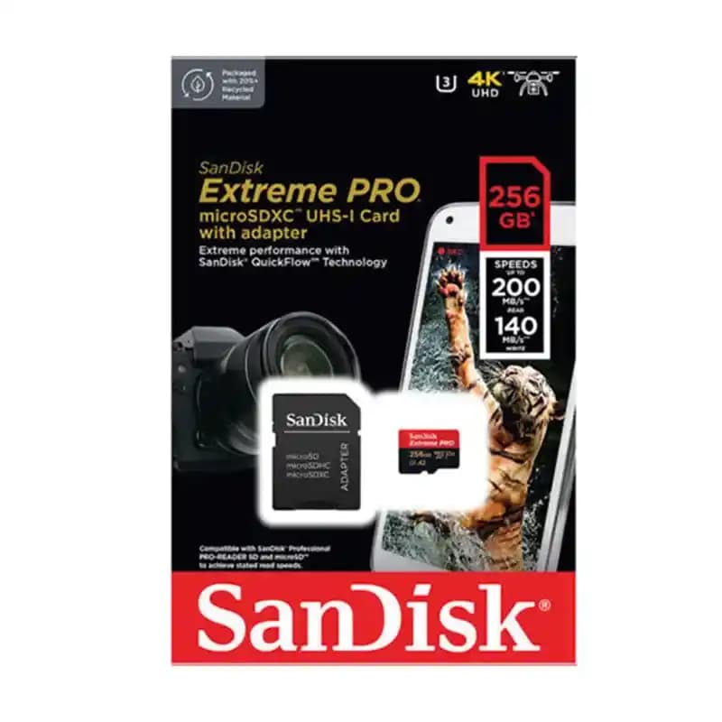 کارت حافظه میکرو 256 گیگ سن دیسک SanDisk Extreme Pro V30 U3 A2 C10 200MB/s — تصویر ۵