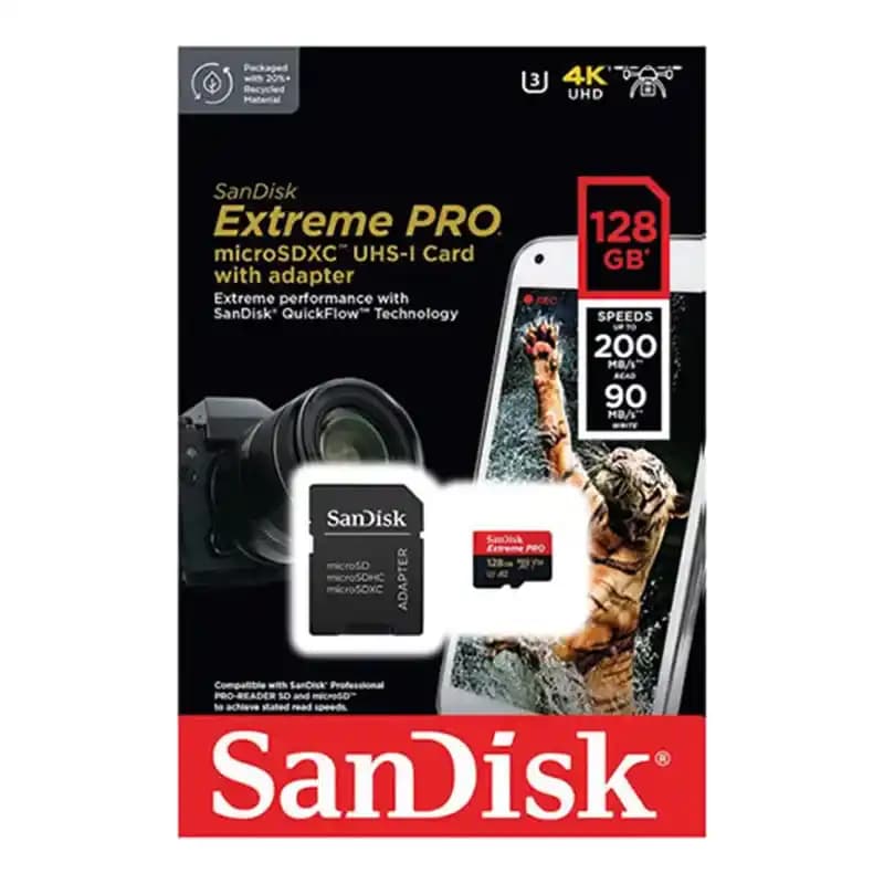 کارت حافظه میکرو ۱۲۸ گیگ سن دیسک SanDisk Extreme Pro V30 U3 A2 C10 200MB/s — تصویر ۸