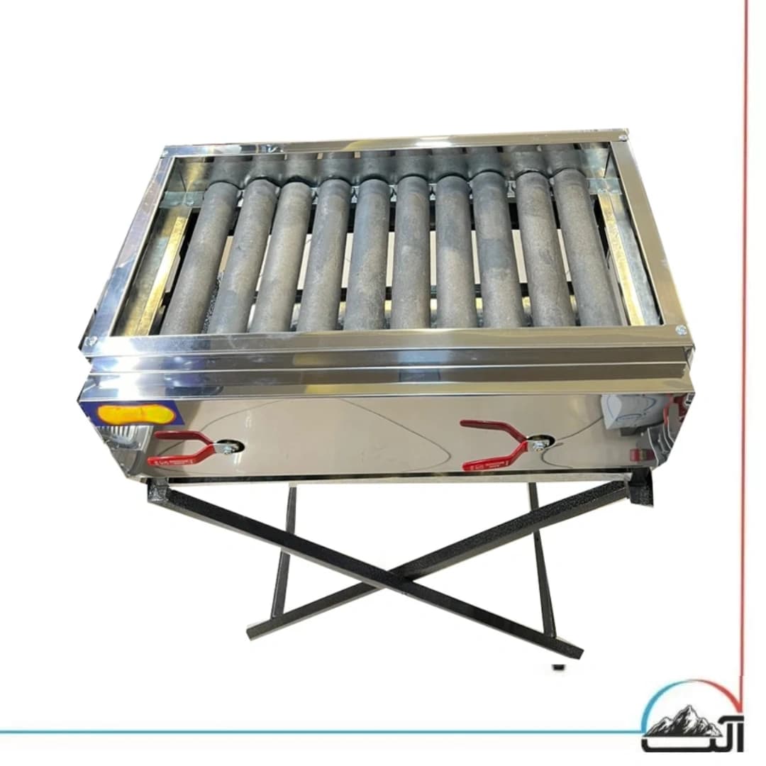 کباب پز گازی استیل 90 سانتی دهنه 40 پایه دار — تصویر ۲
