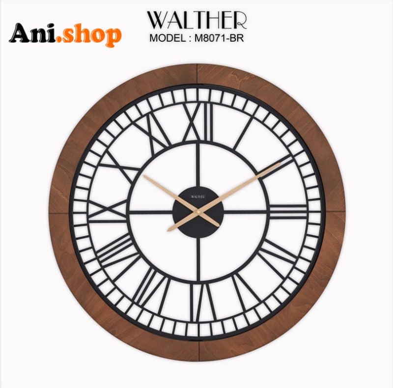 ساعت دیواری قطر 80 ترکیب چوب و فلز M8071 -BR — تصویر ۵