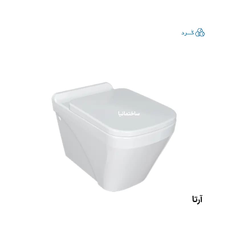توالت فرنگی وال هنگ آرتا چینی کرد با طراحی مینیمال و نصب مخفی | تخلیه ریزشی و درب آرامبند دوبل — تصویر ۵