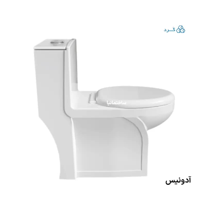 توالت فرنگی آدونیس چینی کرد با تخلیه توربوجت دوزمانه و درب آرامبند | نصب زمینی و طراحی مدرن — تصویر ۲