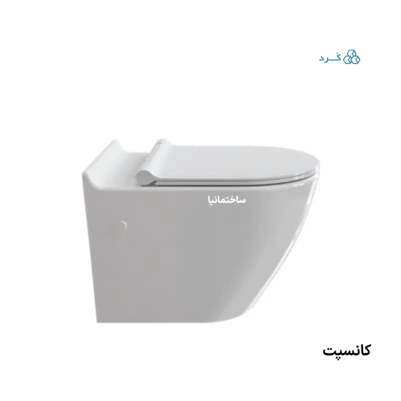 توالت فرنگی وال هنگ کانسپت چینی کرد با طراحی مینیمال و درب آرامبند اسلیم | نصب دیواری و تخلیه ریزشی — تصویر ۹