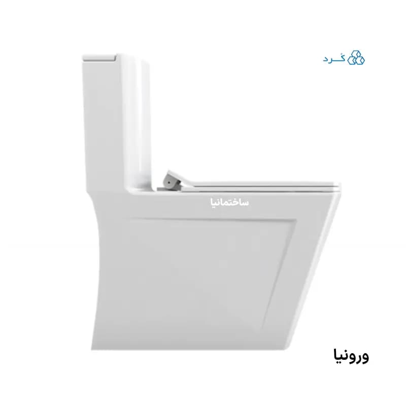 توالت فرنگی منوبلاک ورونیا چینی کرد با طراحی چهارگوش و خودشور | سیستم تخلیه ریزشی با درب آرامبند — تصویر ۹