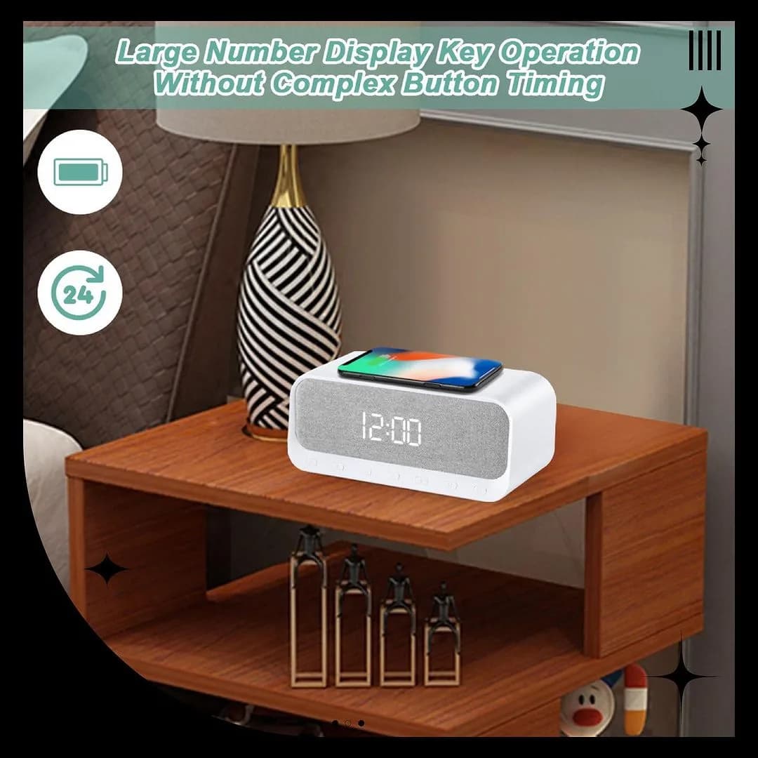 اسپیکر بلوتوثی و شارژر بی سیم قابل حمل DINLINE مدل DW-300 — تصویر ۱۰
