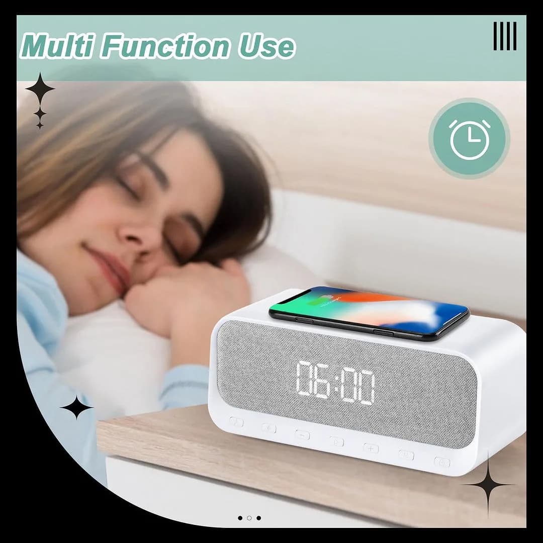 اسپیکر بلوتوثی و شارژر بی سیم قابل حمل DINLINE مدل DW-300 — تصویر ۶