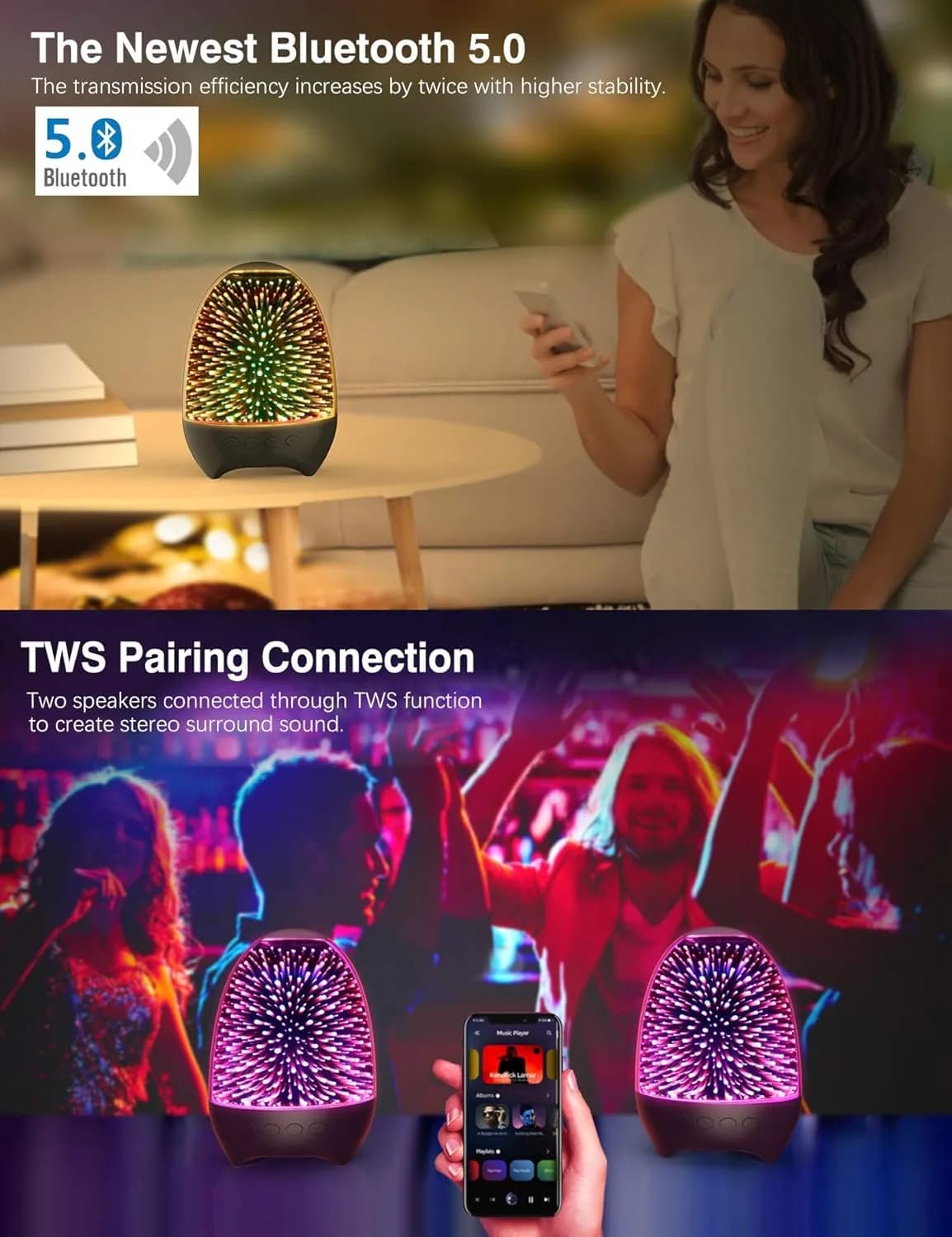 چراغ خواب رومیزی و اسپیکر TOUCH LAMP PORTABE SPEAKER مدل S609 — تصویر ۷