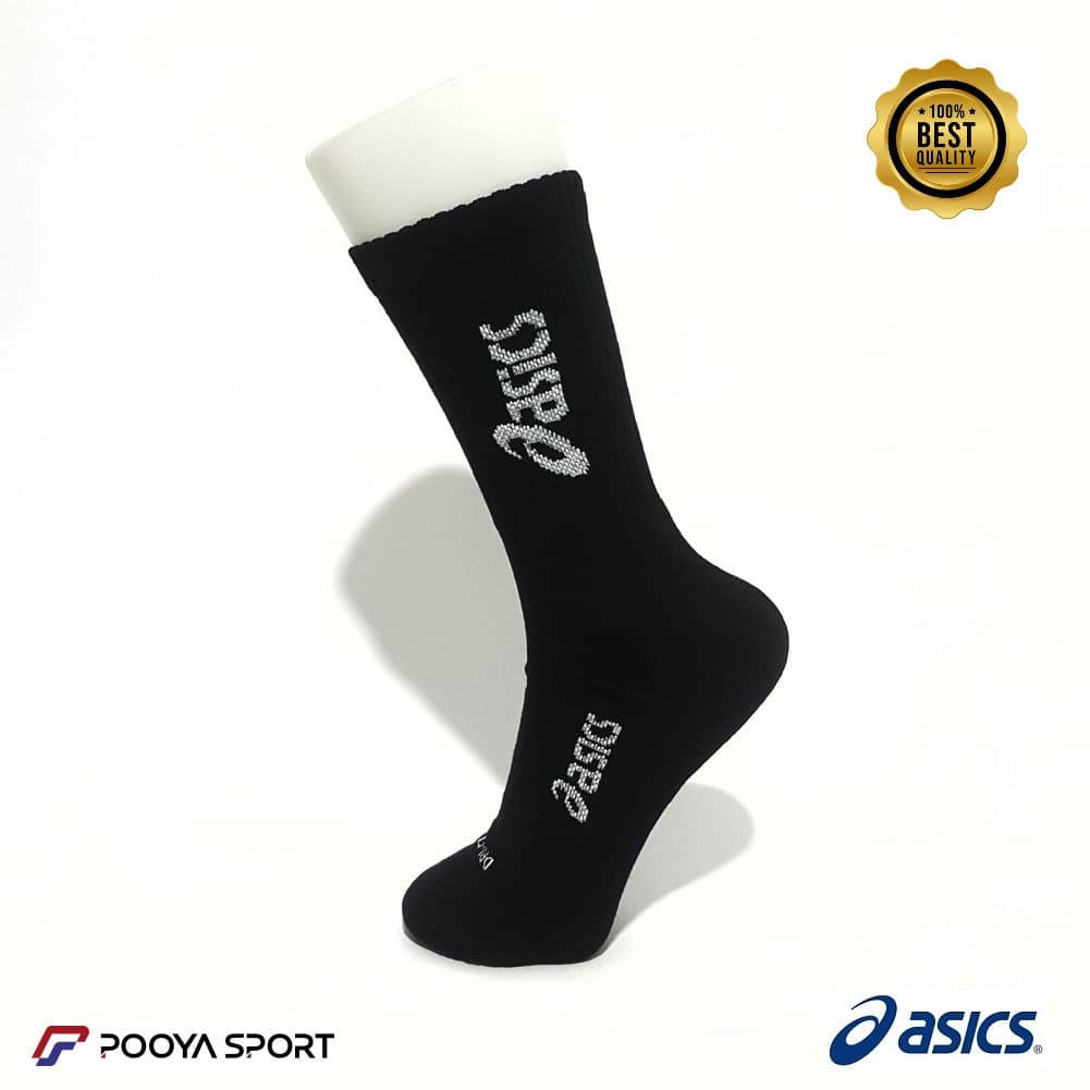 جوراب ورزشی حوله ای کبریتی asics اعلا ساق متوسط مشکی — تصویر ۶