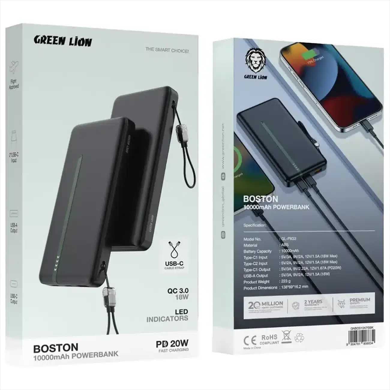 پاور بانک 10000 گرین لاین Green Lion مدل GL-PX33 توان 20 وات — تصویر ۶