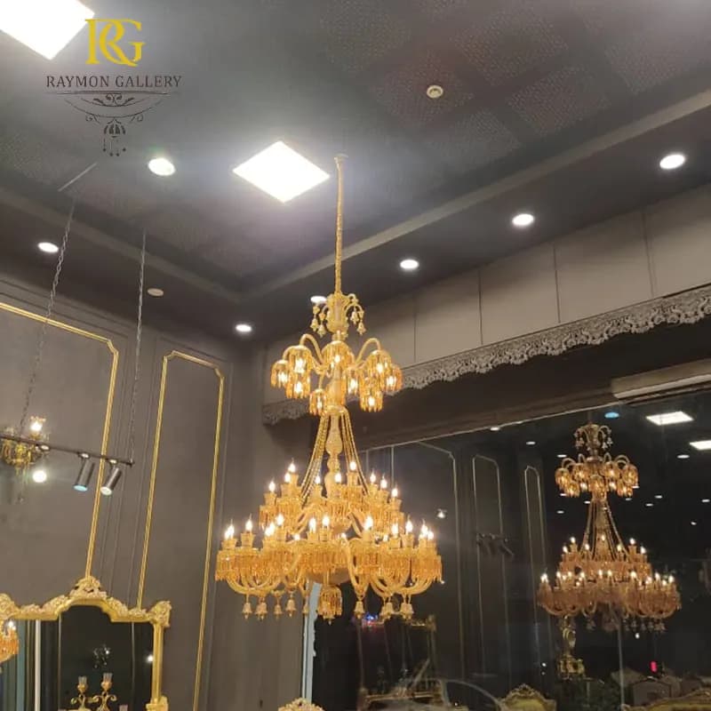 لوستر باکارات طلایی طبقاتی (40 شاخه) — تصویر ۴