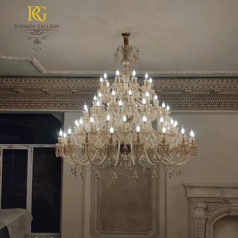 لوستر باکارات سلطنتی طبقاتی برای فضای مجلل (65 شاخه) — تصویر ۳