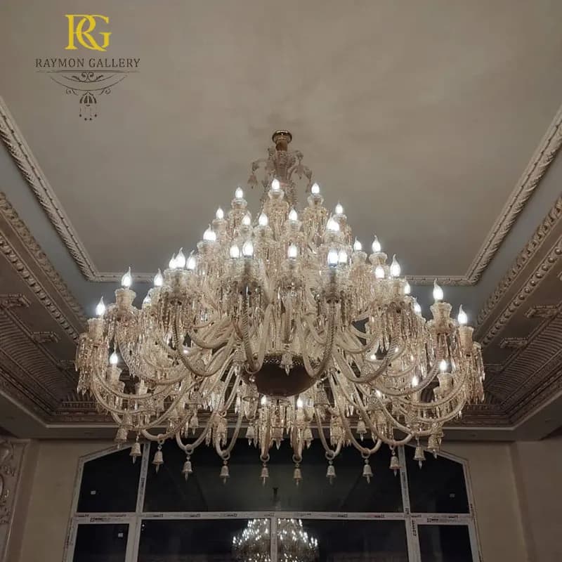 لوستر باکارات سلطنتی طبقاتی برای فضای مجلل (65 شاخه) — تصویر ۴