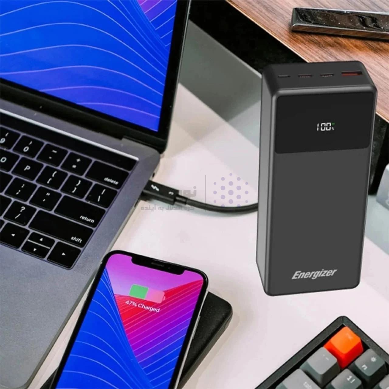 پاوربانک PD و فست شارژ Energizer 27000mAh مدل UE27062PQ 65W – مشکی (گارانتی متین) — تصویر ۹