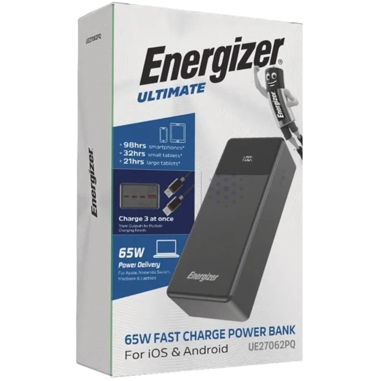 پاوربانک PD و فست شارژ Energizer 27000mAh مدل UE27062PQ 65W – مشکی (گارانتی متین) — تصویر ۱۰