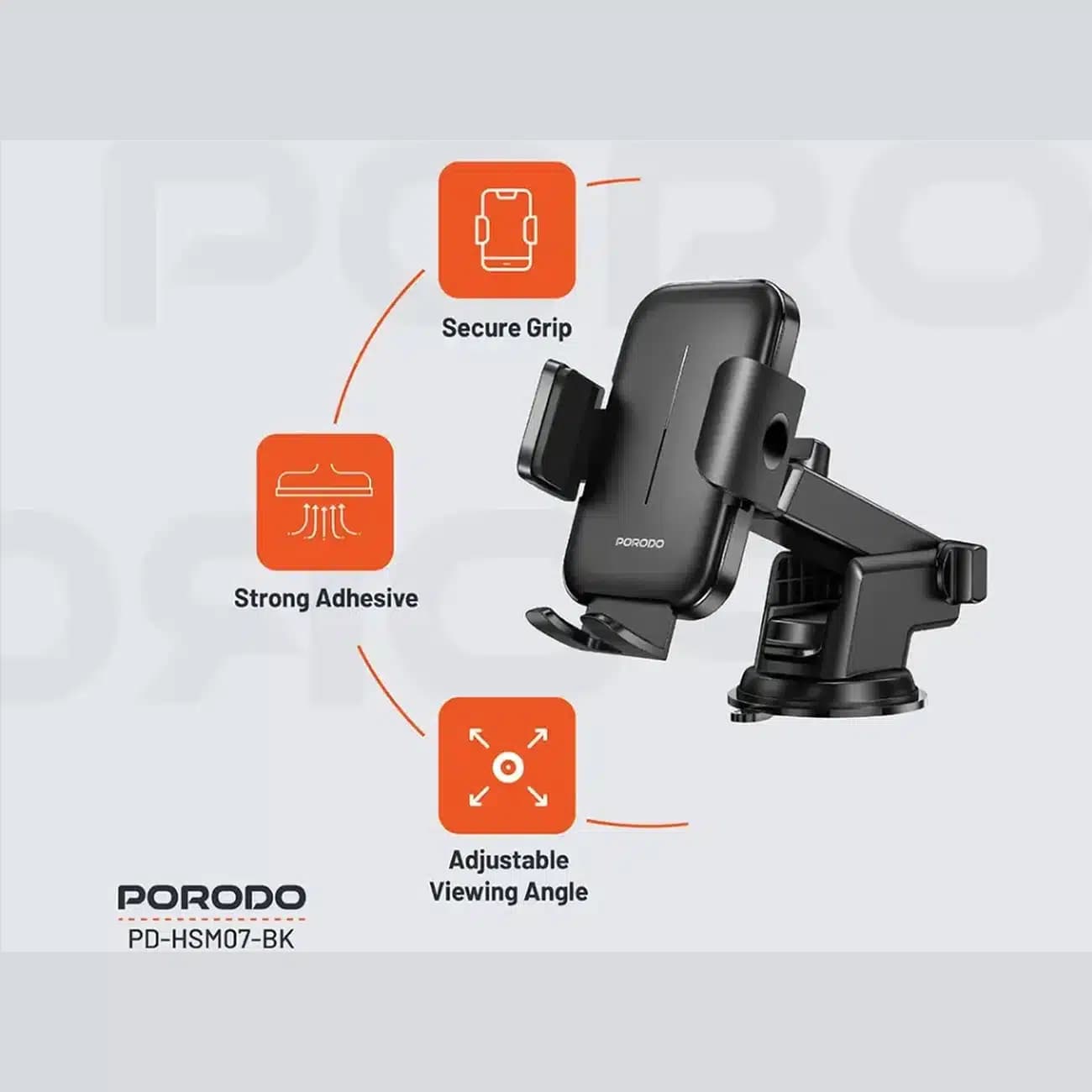 هولدر موبایل ماشین پورودو Porodo مدل PD-HSM07-BK داشبوردی — تصویر ۳
