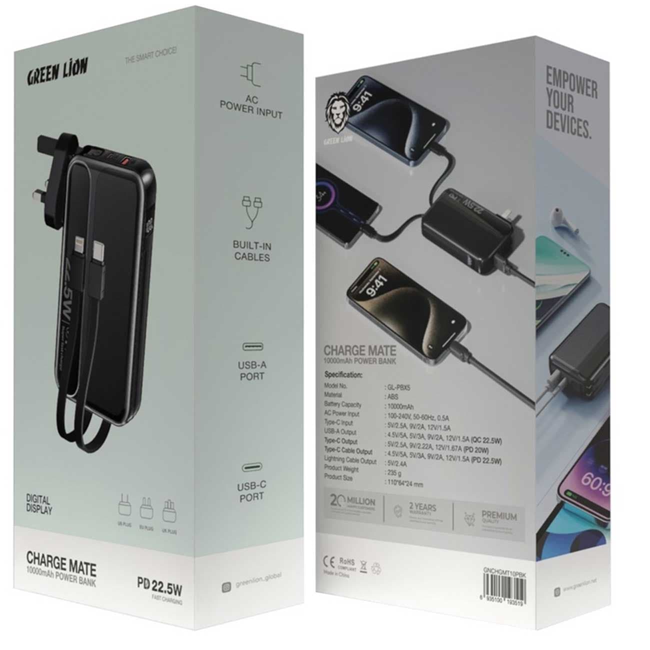 پاور بانک 10000 و شارژر دیواری گرین لاین مدل GL-PBX5 توان 22.5 وات — تصویر ۱۲
