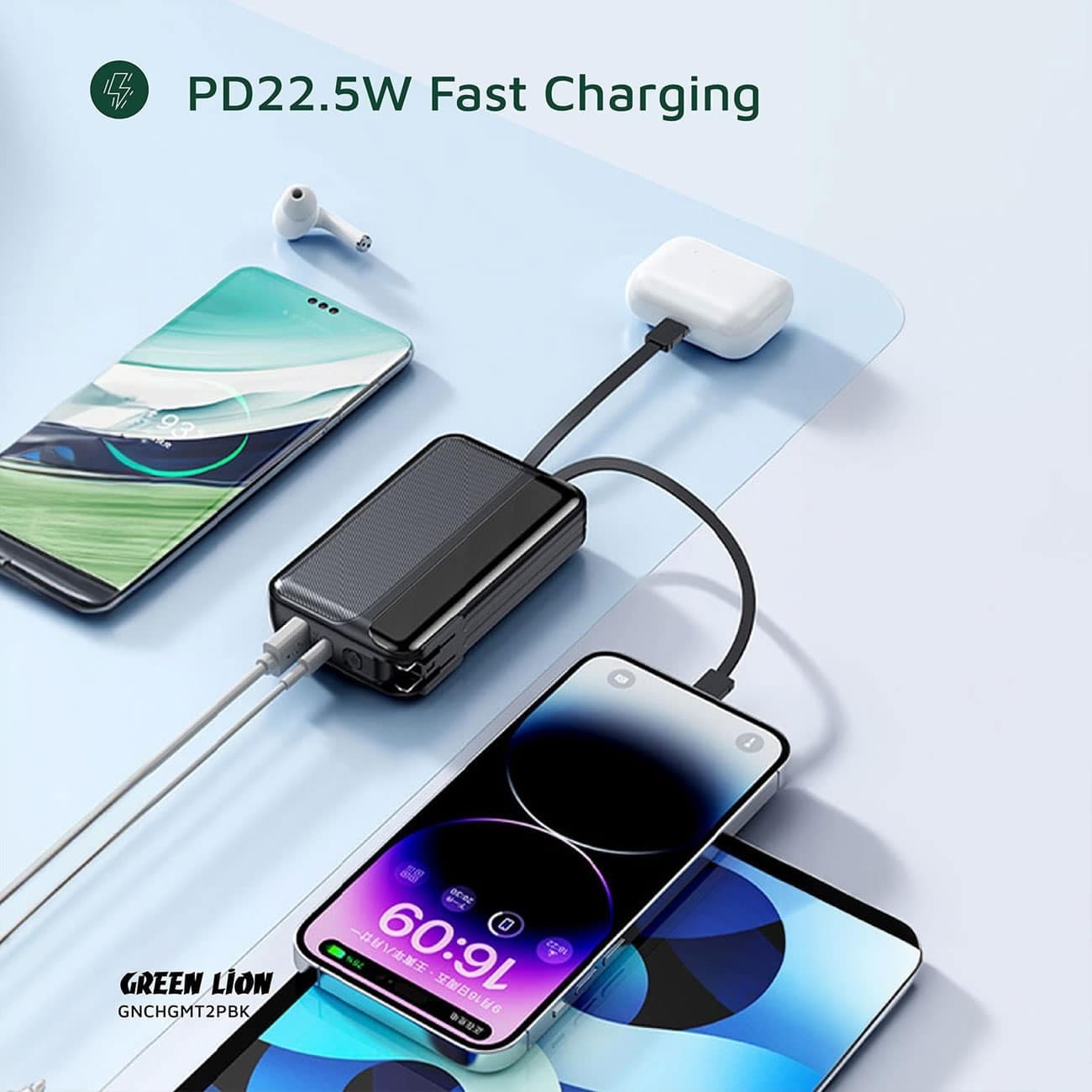 پاور بانک 10000 و شارژر دیواری گرین لاین مدل GL-PBX5 توان 22.5 وات — تصویر ۱۰