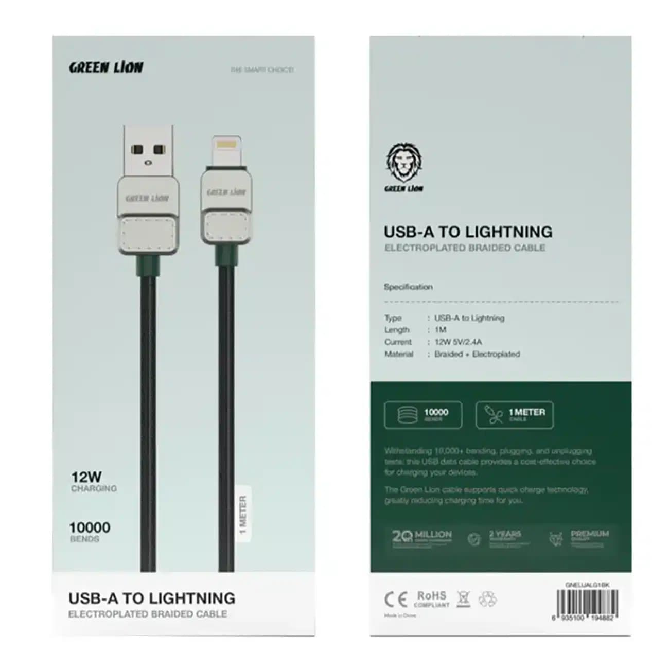 کابل آیفون لایتنینگ گرین لاین مدل GNELUALG1BK توان 12 وات 1 متر — تصویر ۵