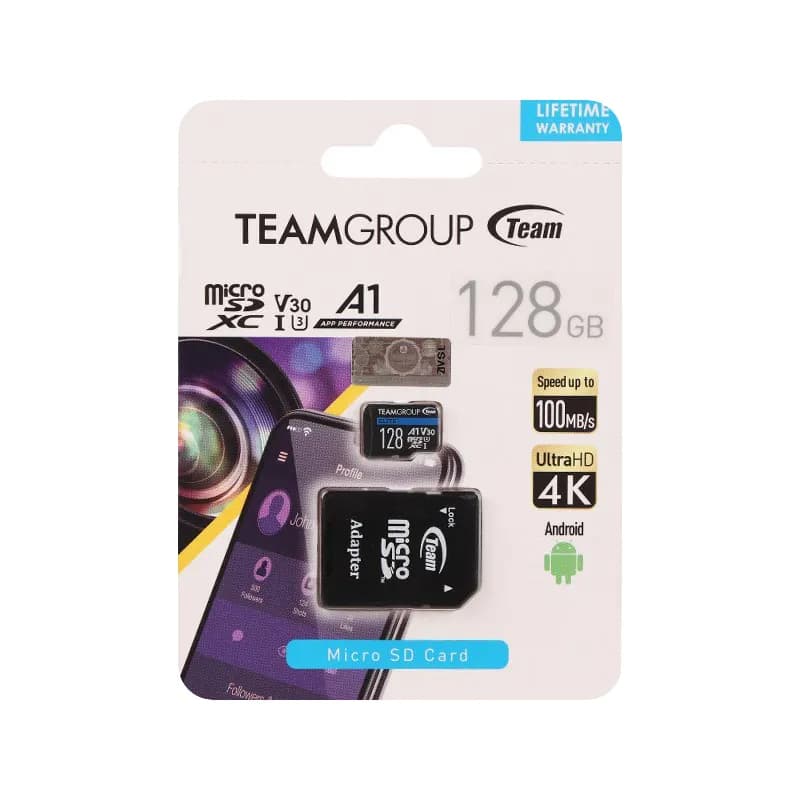 کارت حافظه MicroSDXC تیم گروپ A1 V30 کلاس 10 ظرفیت 128 گیگابایت + خشاب — تصویر ۴