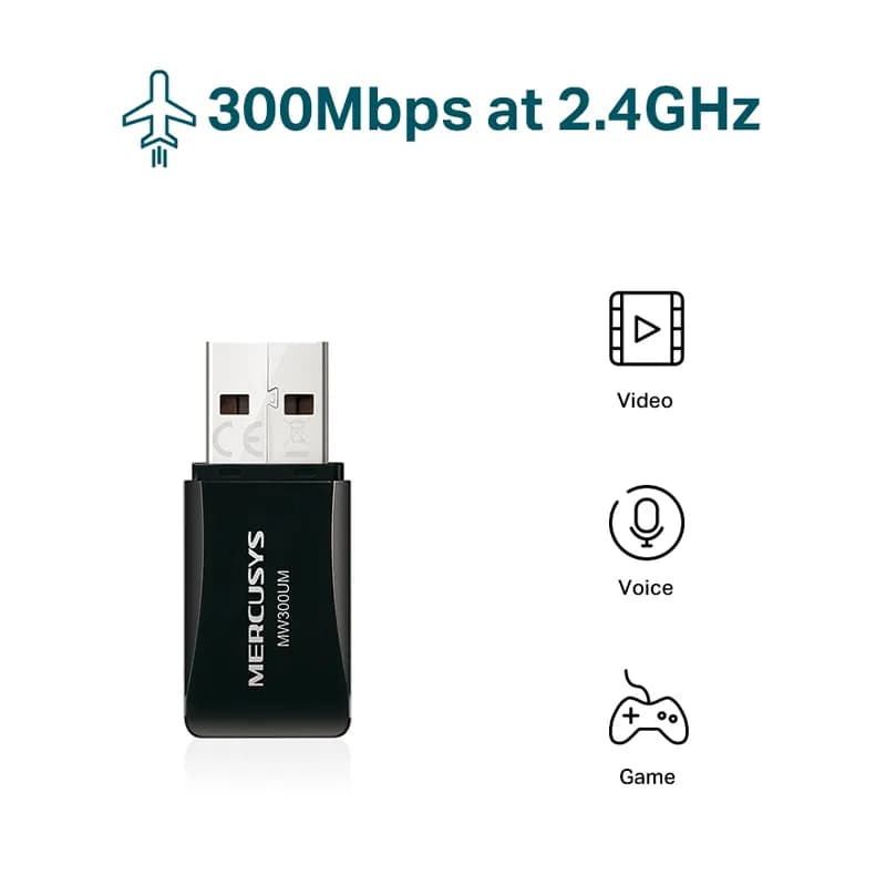 کارت شبکه بی سیم مرکوسیس مدل Mercusys MW300UM — تصویر ۲