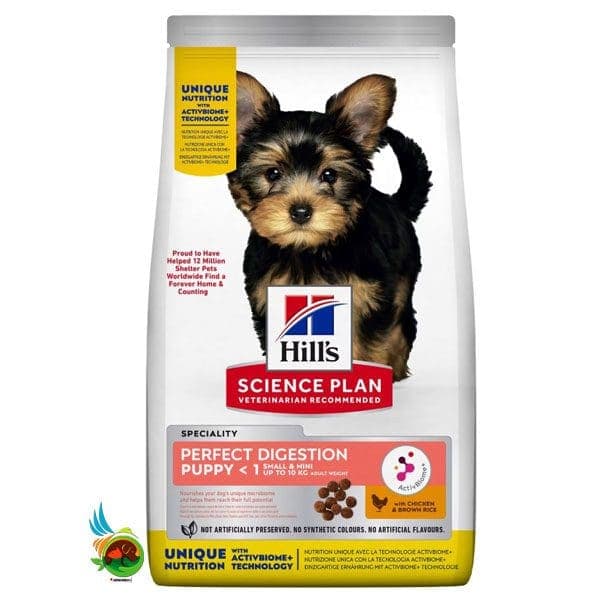 غذای خشک توله سگ نژاد کوچک هیلز با طعم مرغ و برنج Hill’s science plan perfect digestion puppy with chicken & rice وزن 1.5 کیلوگرم — تصویر ۲