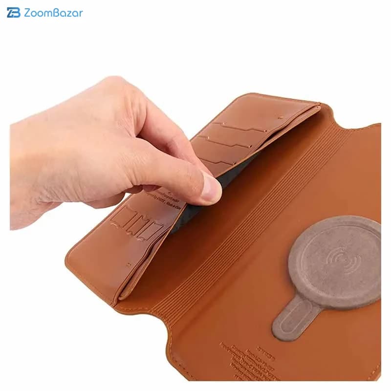 پاوربانک وایرلس 10000 میلی آمپر 15 وات و کیف پول چرمی ژوس مدل ZS-PB-037 — تصویر ۳