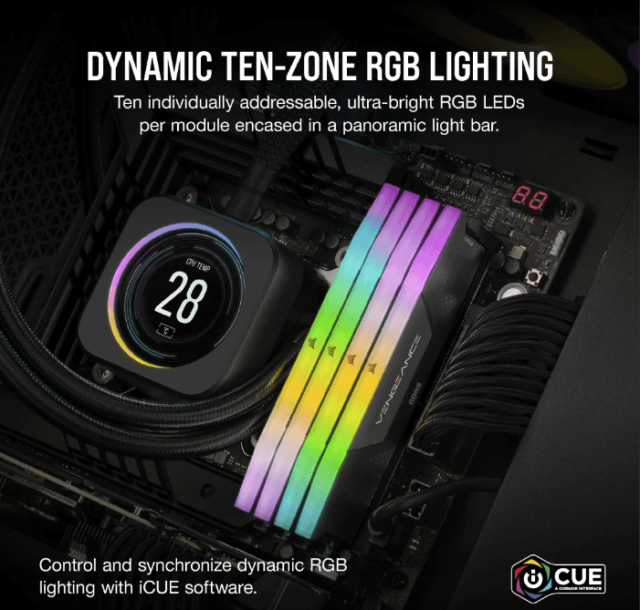 رم CL40 DDR5 کورسیر 64 گیگابایت 5600MHz مدل Vengeance RGB — تصویر ۱۱