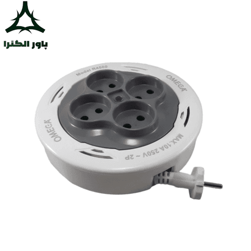 سیم سیار 4 خانه استاندارد امگا OMEGA جمع شو | مدل R4500 بدون کلید | کابل تخت 10 متری