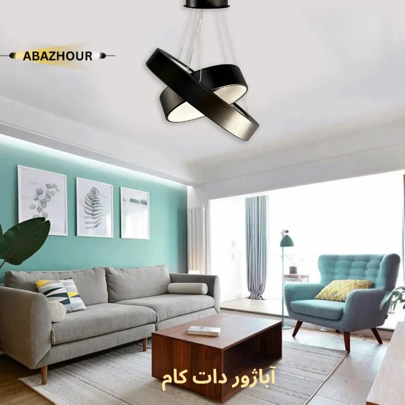 لوستر 2 حلقه ای مدرن آلومینیومی با کنترل کد CM473 — تصویر ۸