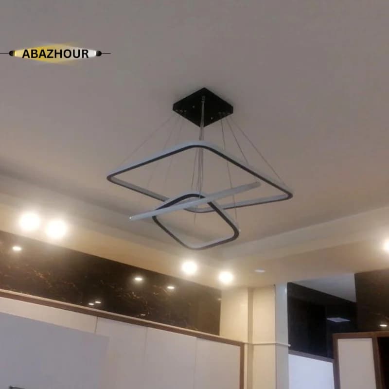 لوستر مدرن مربع 3 طبقه با کنترل مدل دو طرف نور کد CM448 — تصویر ۵