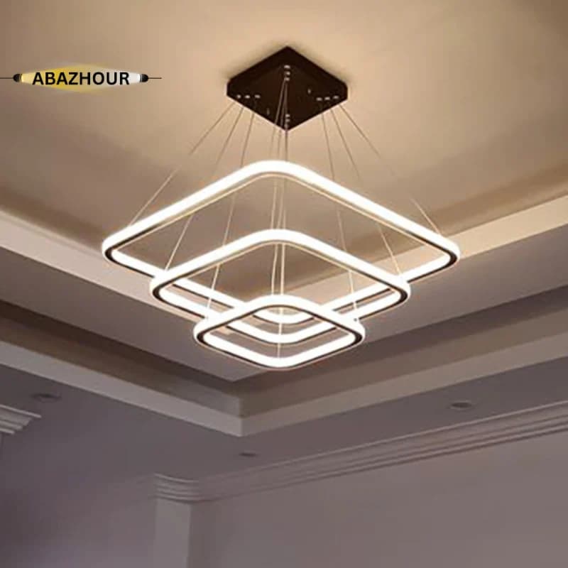 لوستر مدرن مربع 3 طبقه با کنترل مدل دو طرف نور کد CM448