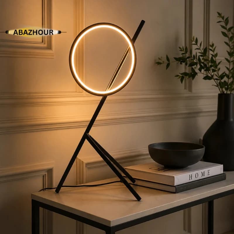 آباژور رومیزی مدرن LED دایره ای با بدنه آلومینیوم کد RM102 — تصویر ۱۰