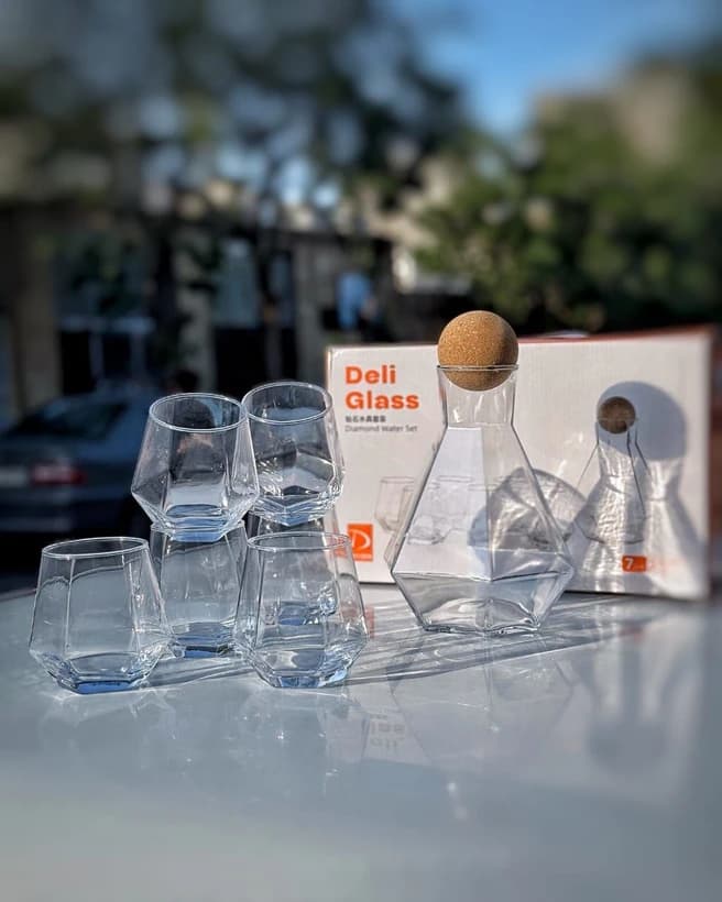پارچ لیوان شش ضلعی برند Deli Glass — تصویر ۲