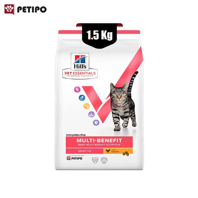 غذای خشک گربه بالغ مولتی بنفیت با طعم مرغ هیلز (Hill’s Science Plan Adult Cat Multi-Benefit Chicken) وزن 1.5 کیلوگرم — تصویر ۳