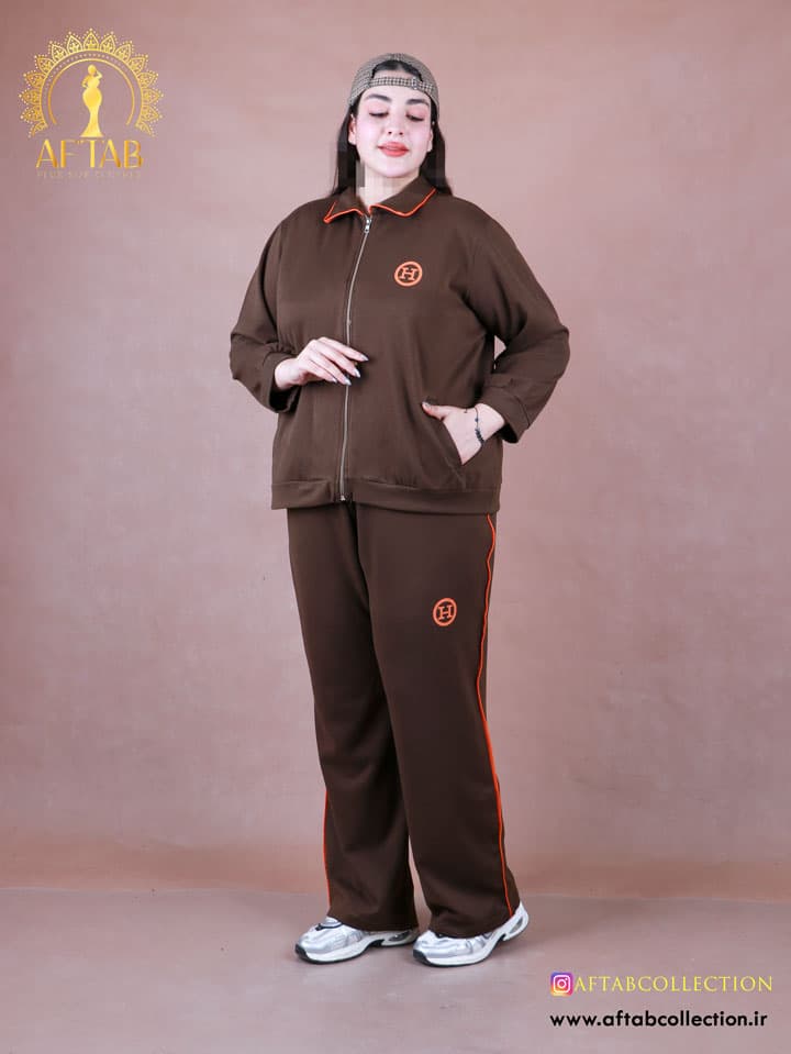 ست سوییشرت شلوار کجراه هرمس سایزبزرگ 7253 — تصویر ۶