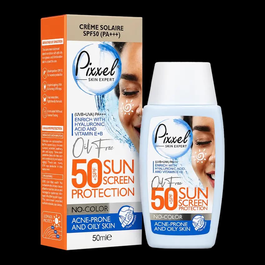 کرم ضد آفتاب بی رنگ SPF50 پیکسل پوست چرب و جوش دار — تصویر ۷