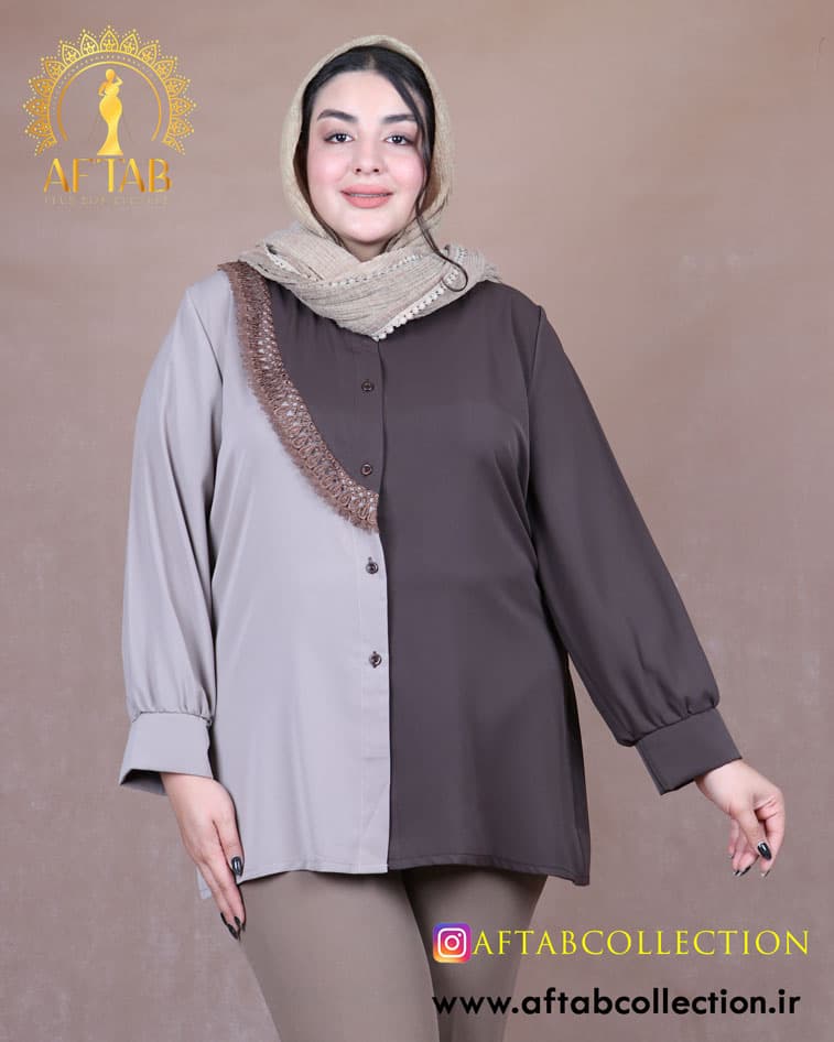 شومیز ترکیبی الیزا سایزبزرگ 6973 — تصویر ۱۰
