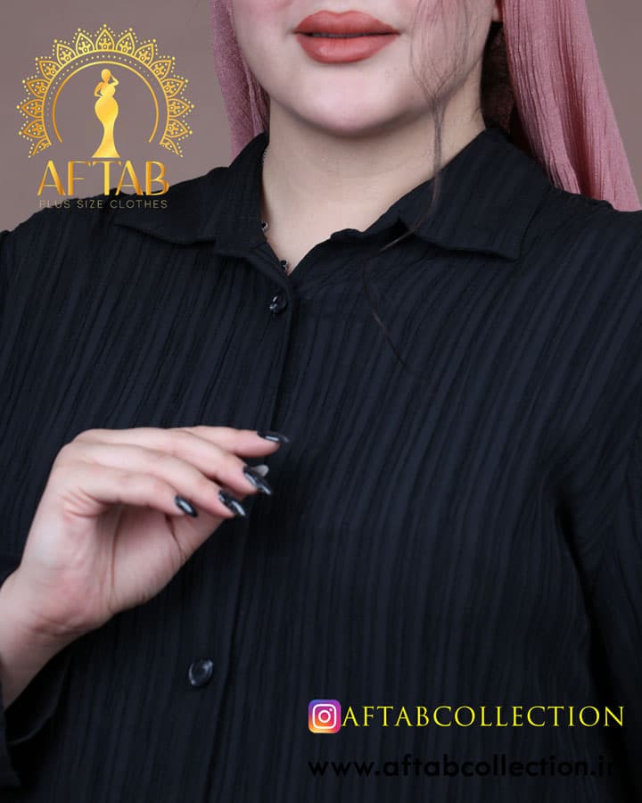 مانتو کراش بلند آستین پاگون سایزبزرگ 6944 — تصویر ۱۲