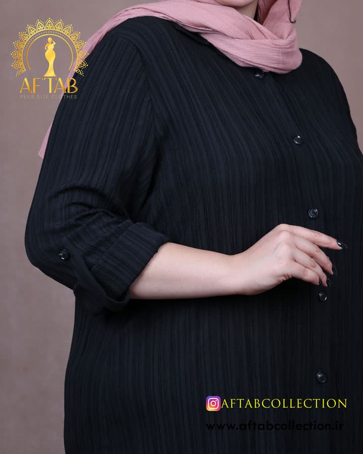 مانتو کراش بلند آستین پاگون سایزبزرگ 6944 — تصویر ۱۱