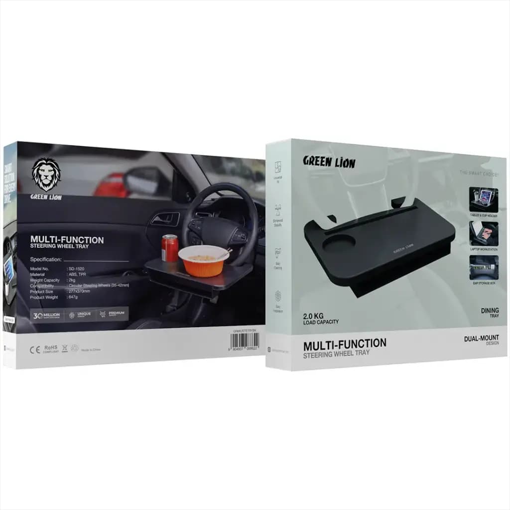 سینی و میز فرمان خودرو چند منظوره گرین لاین مدل Green Lion Multi Function Steering Wheel Tray GNMUSTETRYBK — تصویر ۳