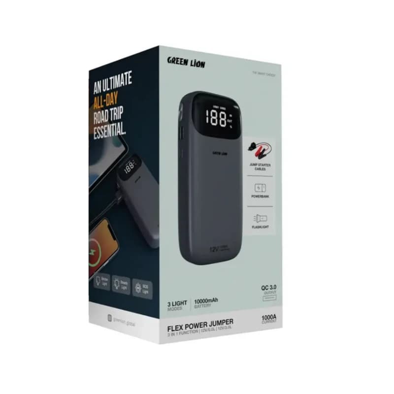 پاوربانک و جامپ استارتر 10000میلی آمپر گرین لاین مدل Green Lion Flex Power Jumper & Power Bank — تصویر ۴