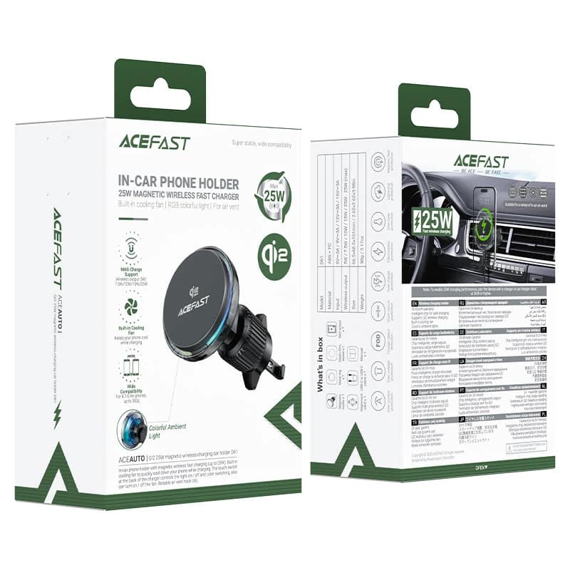 هولدر و شارژ وایرلس دریچه کولری هوشمند ایس فست ACEFAST D61 توان 25 وات — تصویر ۱۱