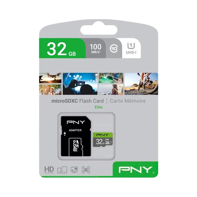 کارت حافظه microSDHC پی ان وای مدل Elite کلاس 10 استاندارد UHS-I U1 سرعت 100MBs ظرفیت 32 گیگ آداپتور دار — تصویر ۳