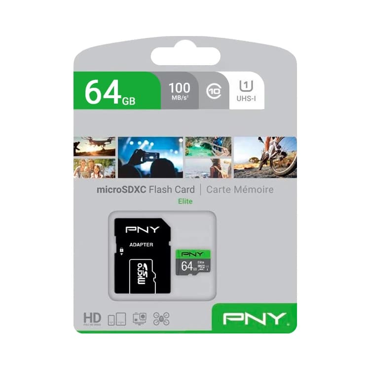 کارت حافظه microSDHC پی ان وای مدل Elite کلاس 10 استاندارد UHS-I U1 سرعت 100MBs ظرفیت 64 گیگ آداپتور دار — تصویر ۳