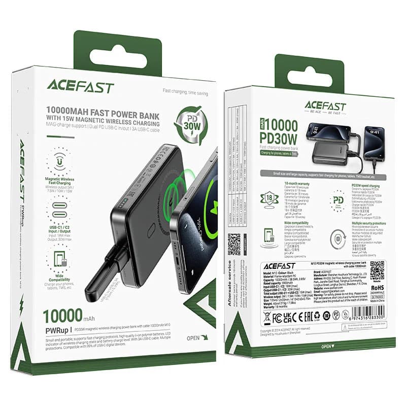 پاوربانک وایرلس 10000 مگ سیف ایس فست ACEFAST M10 توان 30 وات — تصویر ۱۲