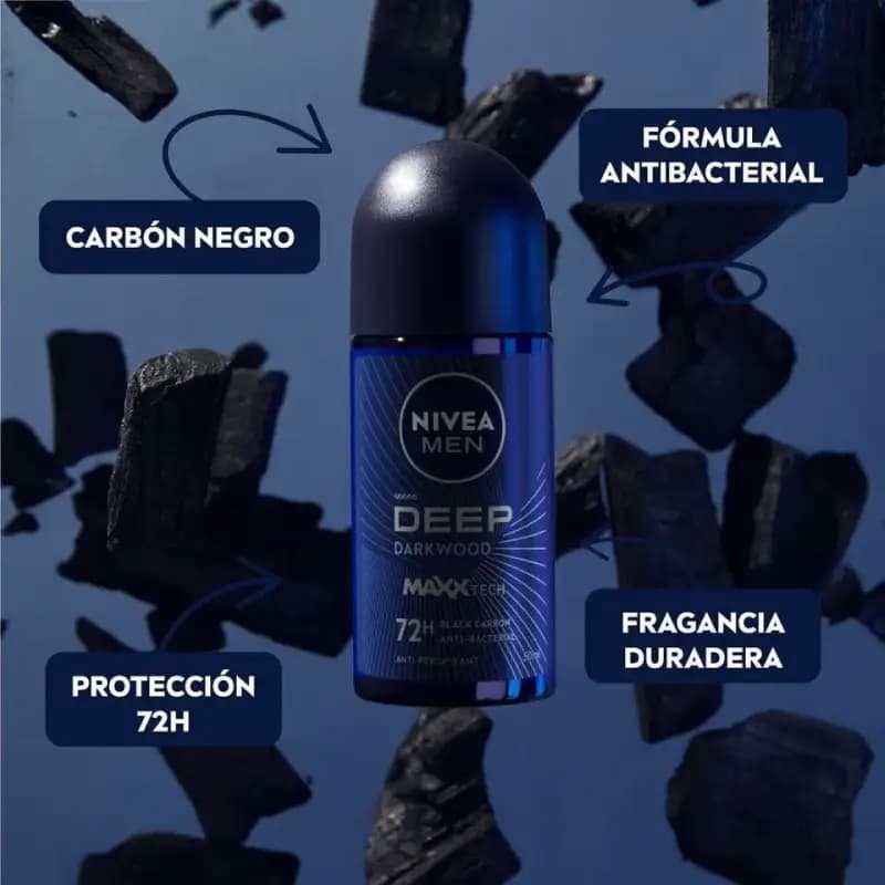 مام رول ضد تعریق مردانه نیوآ Nivea مدل Deep حجم 50 میل — تصویر ۶