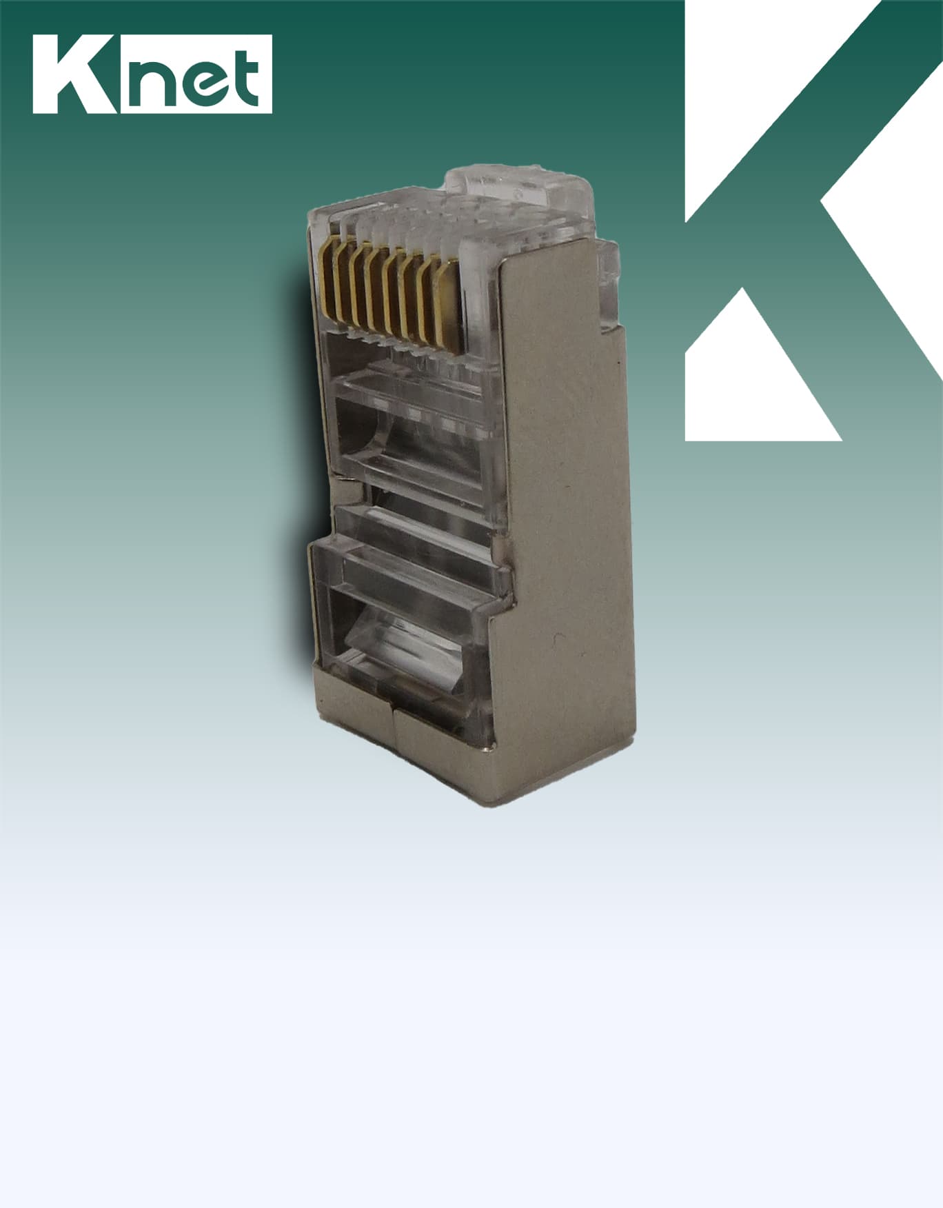 سوکت شبکه فلزی RJ45 Cat6 SFTP برند K-net بسته 100عددی