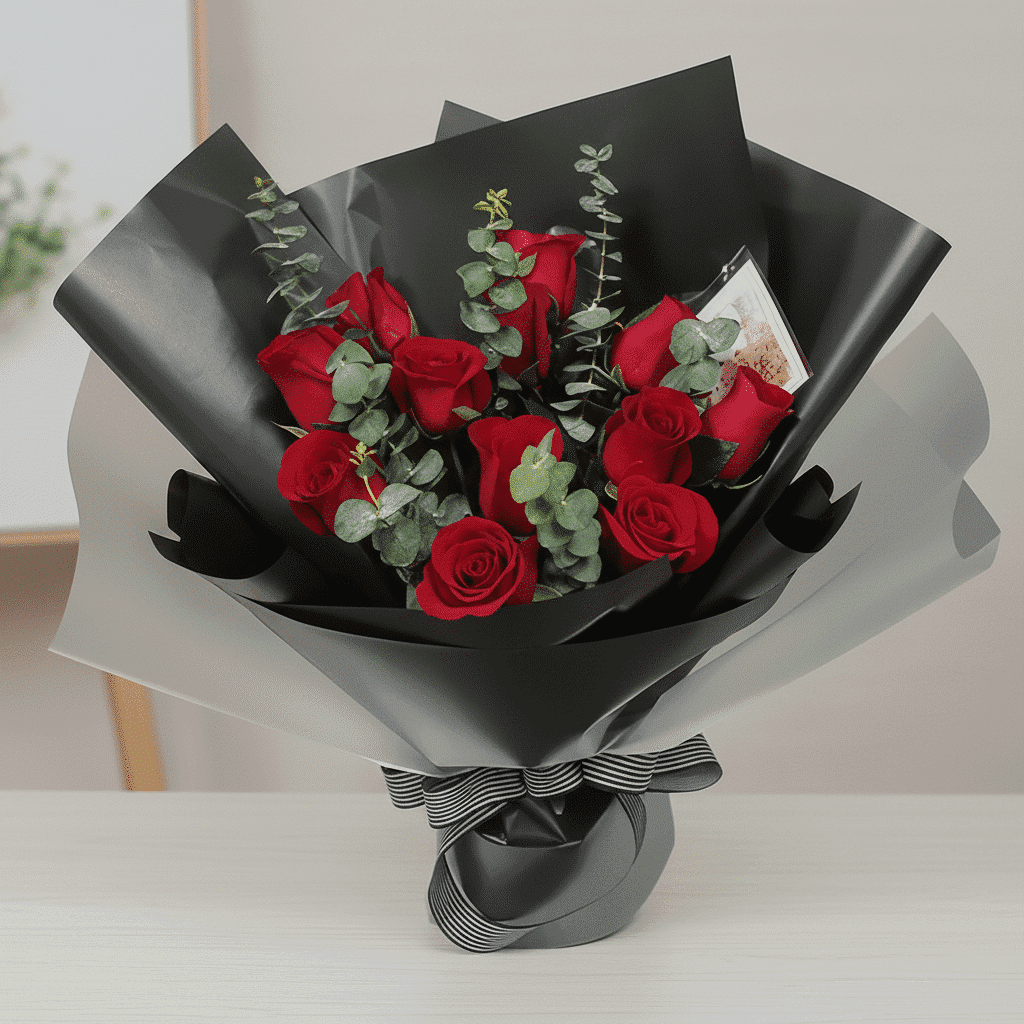 دسته گل رز قرمز رمانتیک برای هدیه غافلگیرکننده کد37 (چین)