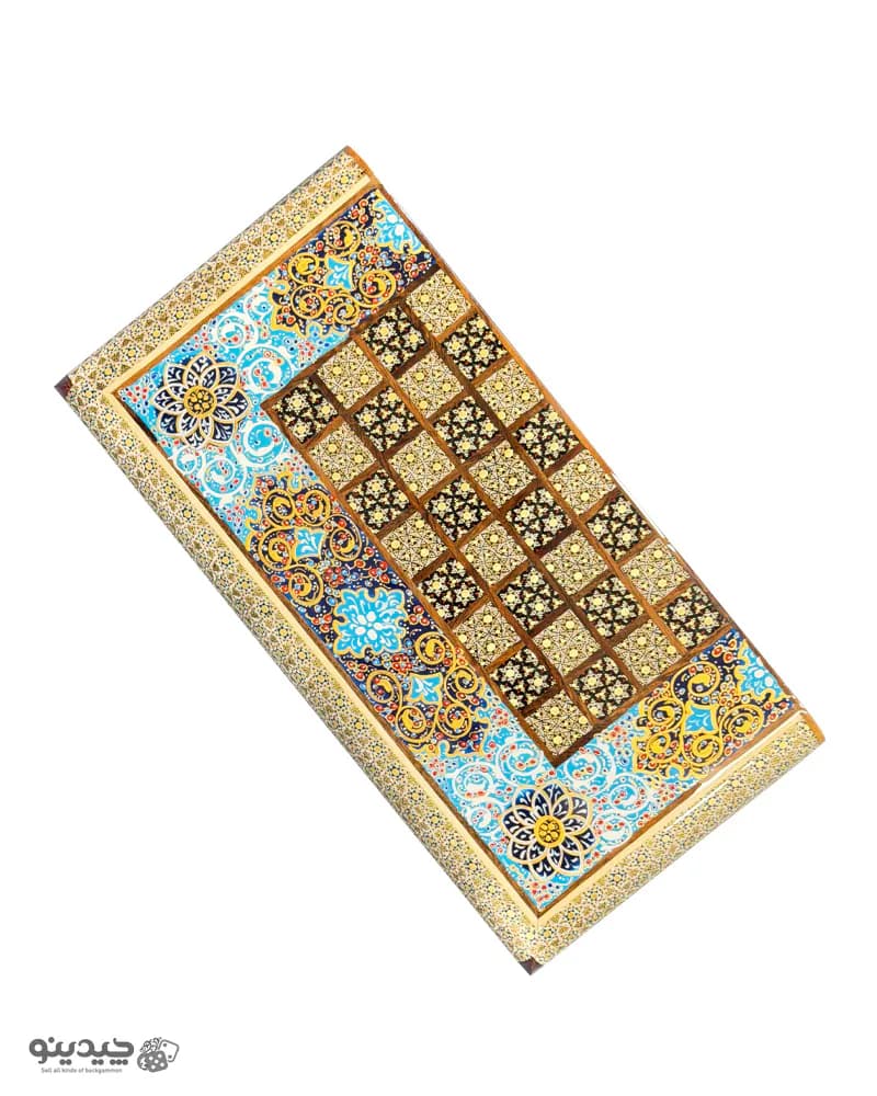 تخته نرد خاتم کاری تذهیب طرح ماندگار 35 سانتی کد 10392 — تصویر ۷